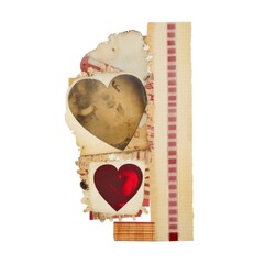 Obraz na płótnie Canvas Heart vintage collage old white background.