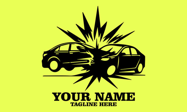 illustration car crash logo design. Car crash icons vector design with green stabilo background