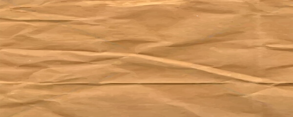 Craft crumpled paper, cardboard background. Brown kraft sheet texture, torn antique page, wallpaper or parchment abstract design, Horizontal rough carton, old material Realistic 3d vector illustration