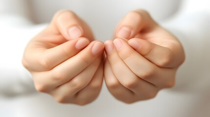 Closeup Woman Hands Holding Something Small Gentle Caress