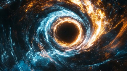 Wormhole bending spacetime with glowing energy in deep space