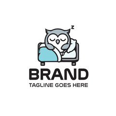 Cute Sleeping Owl in Bed Logo