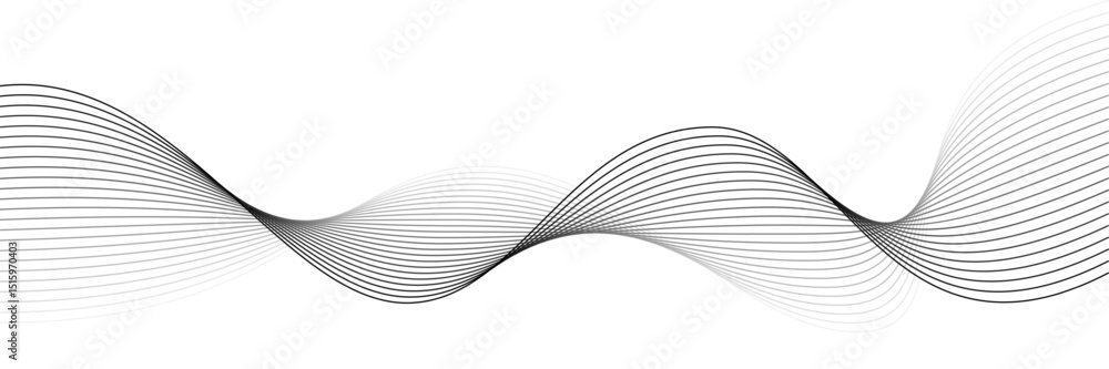 Poster black abstract wave line isolated on white background. smooth flowing curved stripes in gradient sty