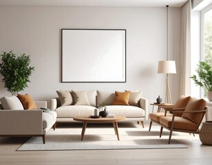 Beige living room mockup