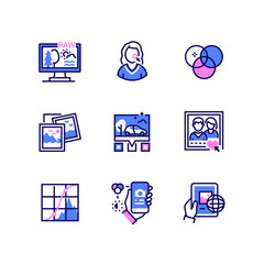 Photo processing - line art style icons set
