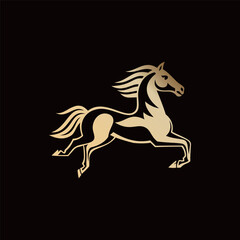 Elegant Horse Logo Modern Abstract Stallion Vector Illustration on Black Background