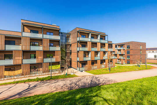Modern apartment complex with wooden modules in Stuttgart, Germany