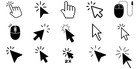 Collection of Different Mouse Pointer and Clicker Icons Images