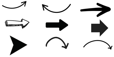 Different Designs and Styles of Black Arrows Pointing Right