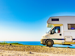 Rv caravan camping on sea shore