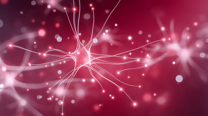 Red DNA double helix structure with glowing elements, representing genetic science and molecular biology, illustrating the complexity of life and genetic information