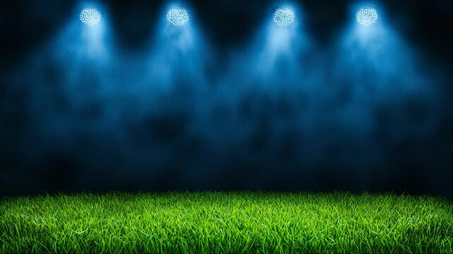 Night Stadium: Grass Field Under Bright Lights