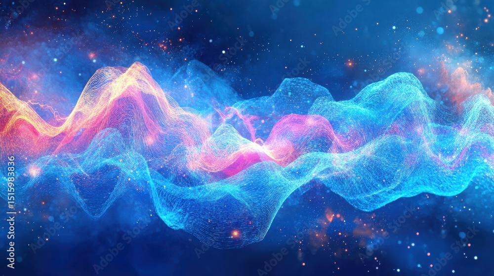 Aufkleber abstract light wave patterns in serene digital space