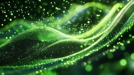 Abstract Green Digital Waves