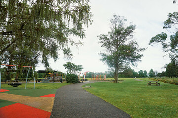 Cloudy morning at public park in Hamilton, New Zealand.