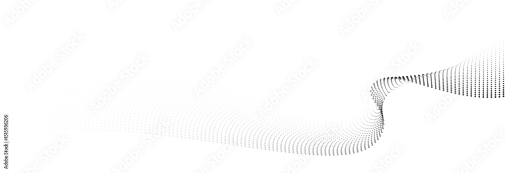 Leinwandbilder Flowing dot particles wave pattern halftone black gradient smooth curve shape isolated on transparent background. Vector in concept of technology, science, music, modern.