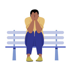 A person having panic attack, flat style illustration