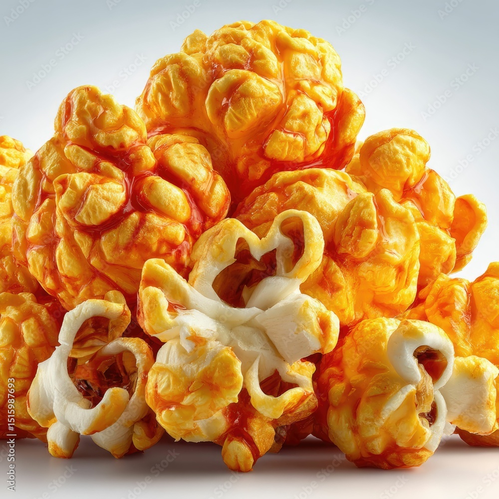 Aufkleber isolate popcorn on white background studio high-detail image hyperrealistic approach