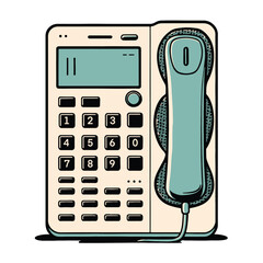 Telephone Illustration, Subject: Classic Phone Design, Location: Digital Art, Content Type: Vector Graphic, Environment: Retro Style, Viewpoint: Front