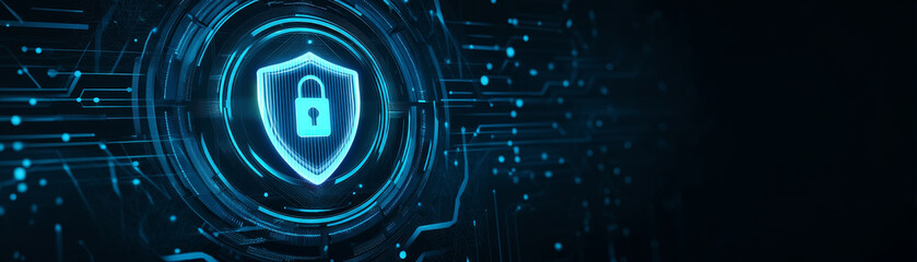 Digital shield icon protecting business security technology environment
