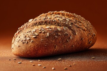 Freshly baked multigrain loaf bread kitchen food photography warm close-up