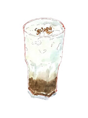 Glass of Sea Salt Latte Watercolor Illustration