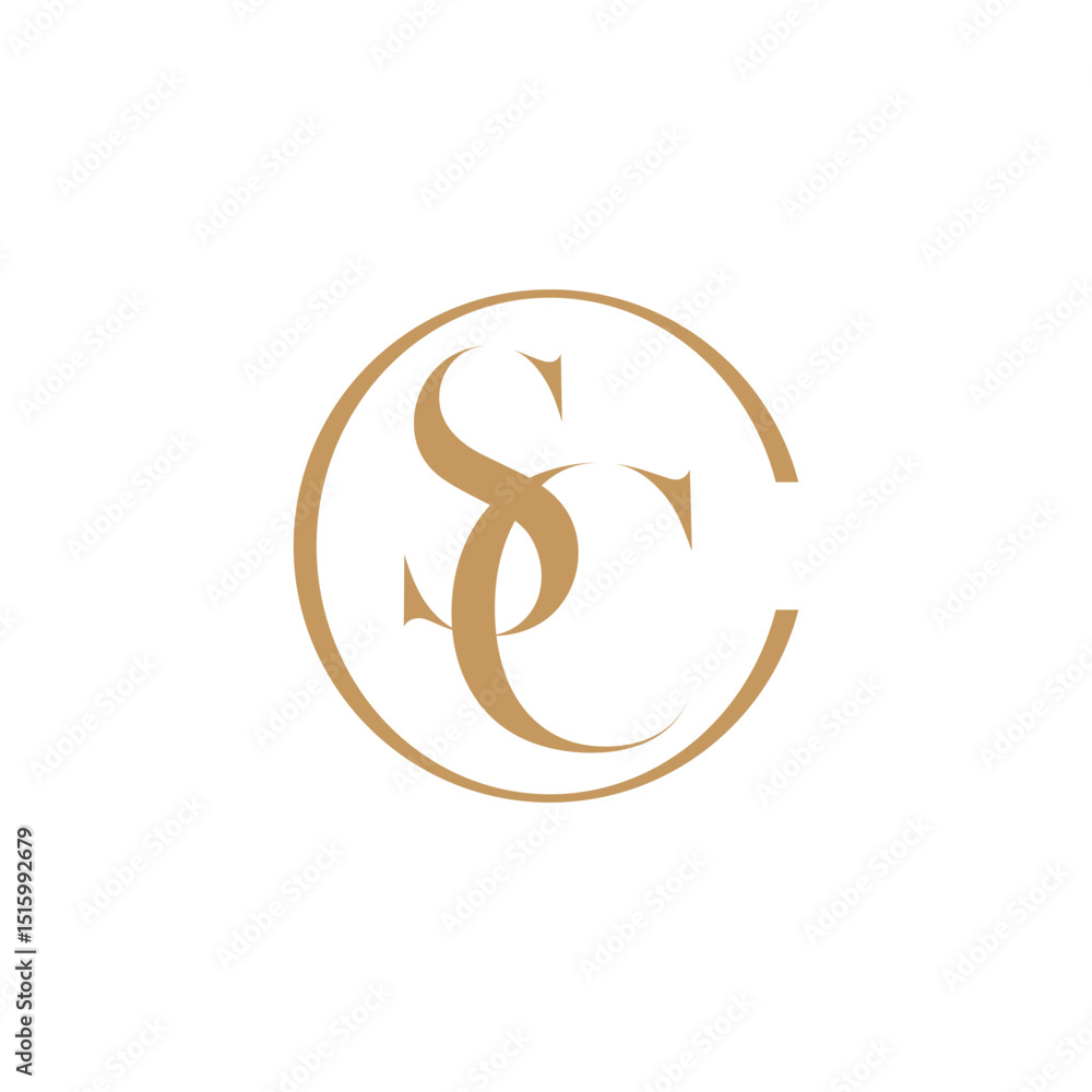 Poster a refined and elegant monogram logo featuring stylized, overlapping letters 