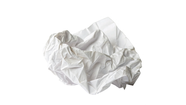 Crumpled sheet of paper isolated on transparent background symbolizes waste, creativity - Powered by Adobe