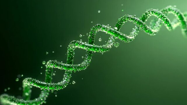 Abstract Green DNA Helix: Genetic Code, Science, Biology, Nature