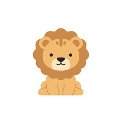 Fototapeta premium Cute cartoon lion character with a friendly expression against a plain background