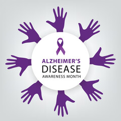 Purple ribbon. Alzheimers awareness. healthcare and medicine concept. Vector illustration.