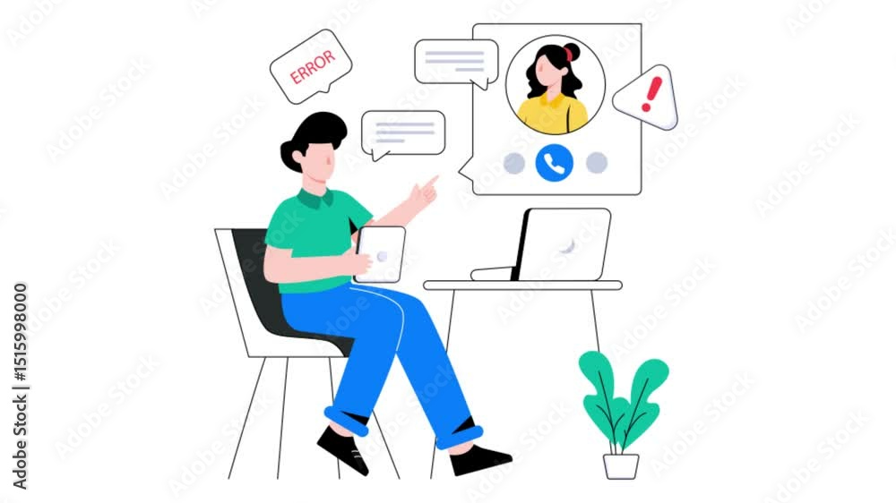 Poster chat error 2d flat animation