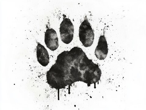 Black paw print on white background (1) - Powered by Adobe