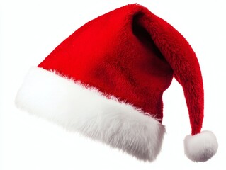 Realistic photo of a red Christmas Santa Claus hat with isolated on transparent or white background. Xmas and Happy new years 2026 theme.