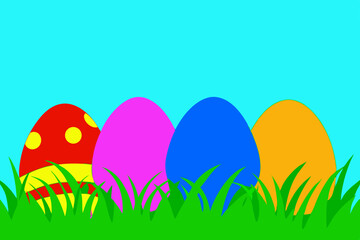 easter eggs on grass