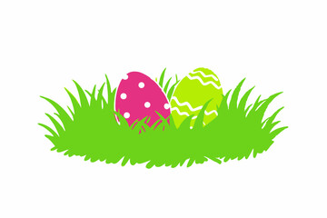 easter eggs on green grass