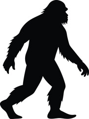 Bigfoot silhouette icon on transparent background 