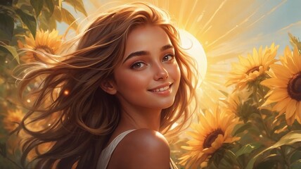 Tropical Summer Girl in Paradise  Vibrant Poolside Beautiful girl  , summer girl background , image ,  beautiful woman wallpaper , water color style art