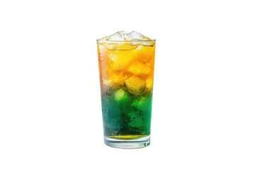 Refreshing Layered Cocktail Drink with Ice Cubes in Tall Glass A vibrant summer beverage