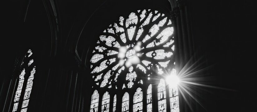 Gothic stained glass window in a church