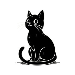 Cat black white logo icon design Halloween style
