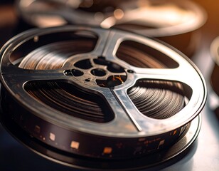 Vintage film reels close-up