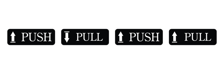 Set of pull or push door signs. Vector push and pull icon sticker design concept. Vector Illustration . EPS 10 . 