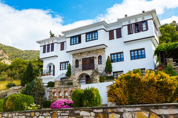Street view at Portaria village of Pelion, Greece