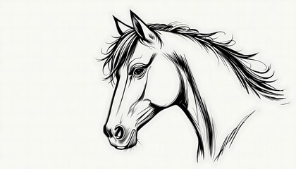 Elegant Horse Head Sketch: A Monochrome Masterpiece