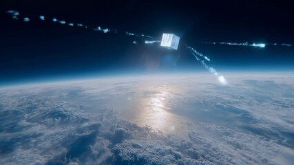 Small Satellite Deployment in Space: A Glimmering Trail Against the Earth's Horizon