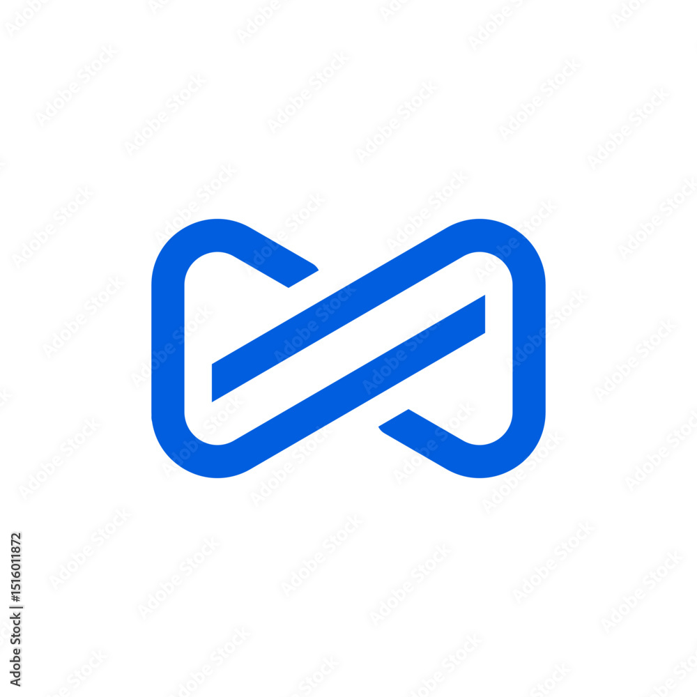 Aufkleber modern and abstract logo featuring a bold blue continuous line forming an interconnected shape resem