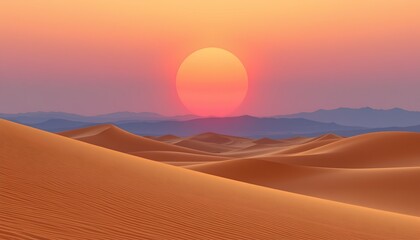 Stunning Desert Sunset Over Golden Sand Dunes