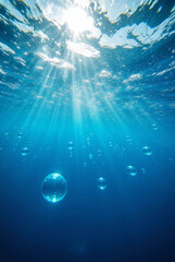 Naklejka premium underwater scene with bubbles