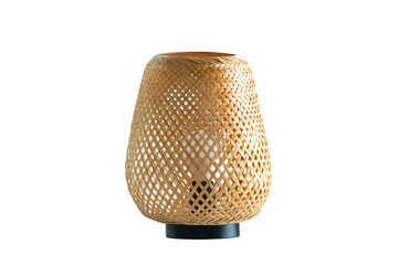 wicker table lamp isolated on white background. rattan furniture